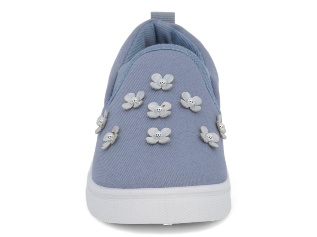 Girls` Denim Flower Slip On