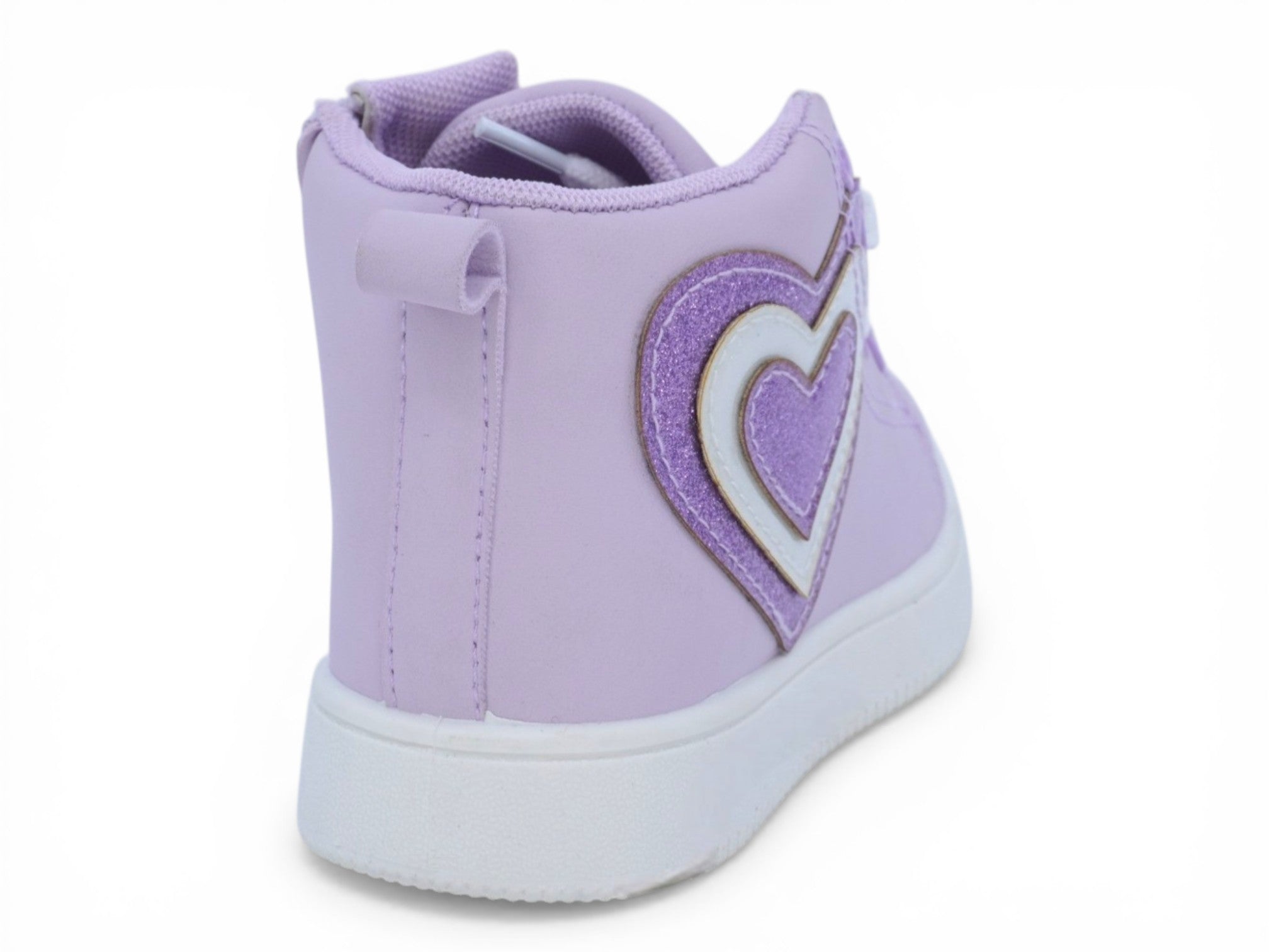 Girls` Lilac Triple Glitter Heart Sneaker