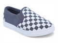 Toddler White and Gray Checker Canvas Slip On
