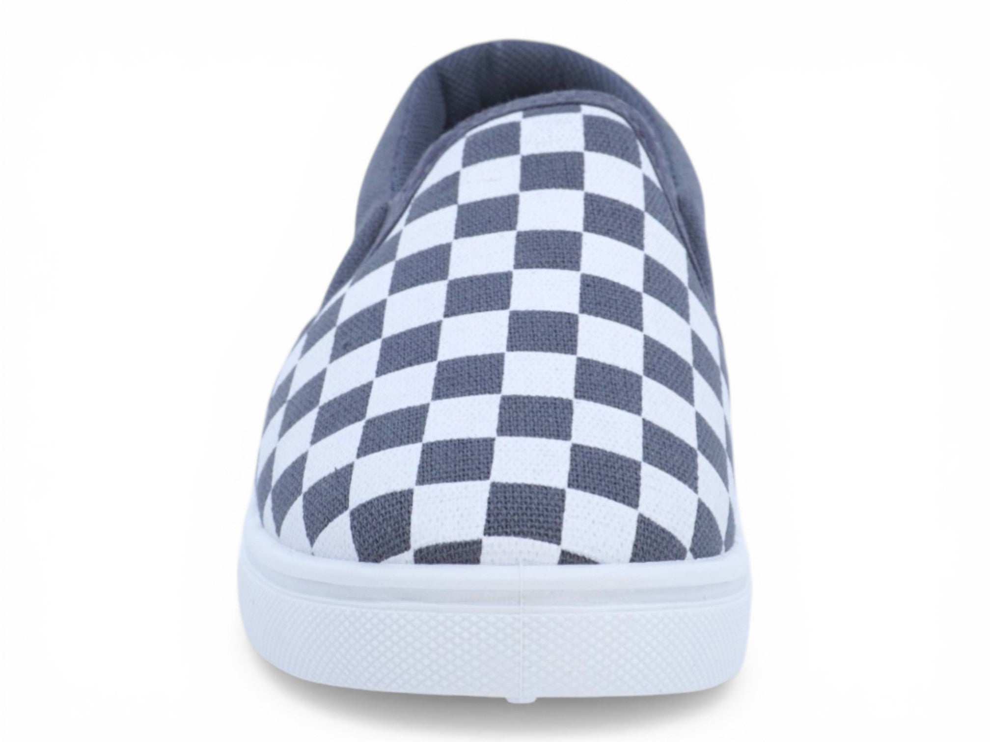 Toddler White and Gray Checker Canvas Slip On