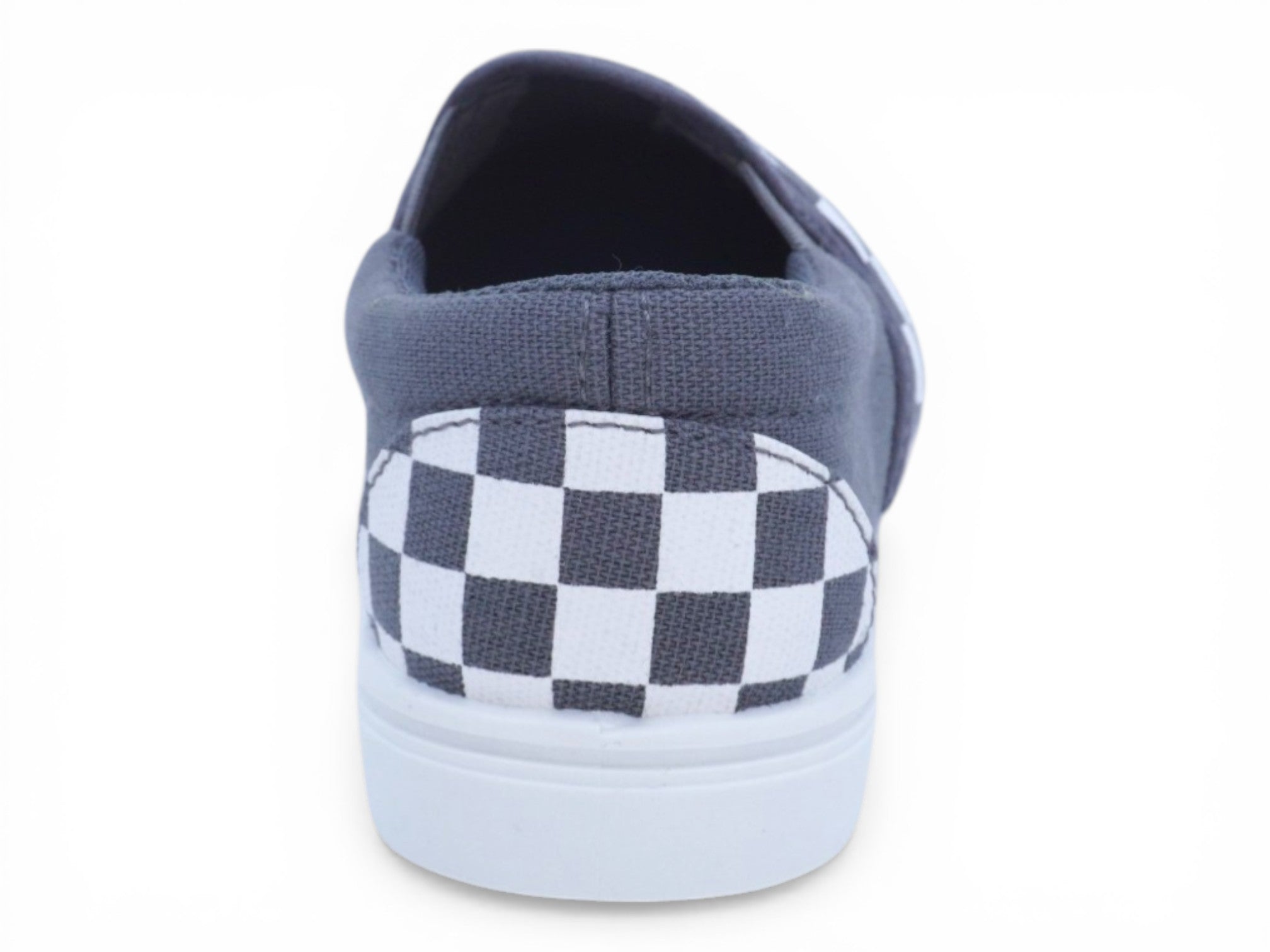 Toddler White and Gray Checker Canvas Slip On