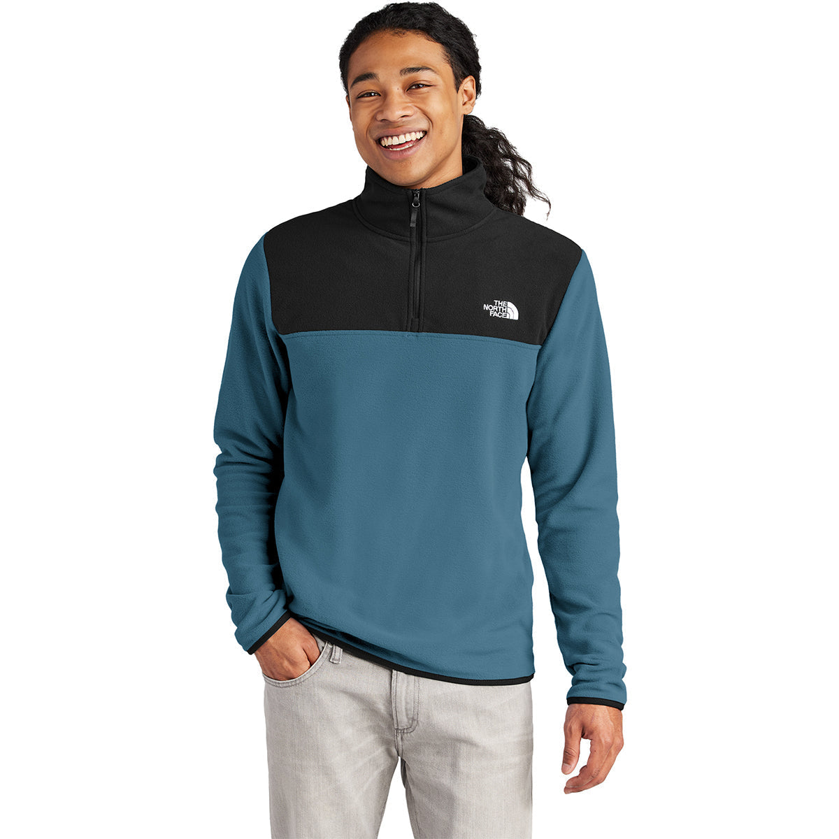 The North Face Men's Shady Blue/TNF Black Glacier 1/4-Zip Fleece