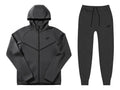 Nike Tech Fleece Windrunner Full Zip Hoodie & Jogger Set Black Heather/Black