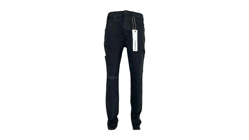 Purple Brand P002-Ndbr825 Knee Slit Rinse Slim Jean Black