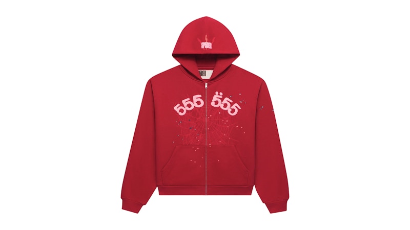 Sp5der Angel Number Zip Hoodie Merlot