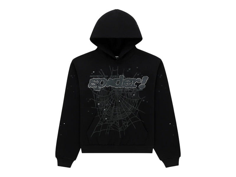 Sp5der Rhinestone Punk V2 Hoodie Black