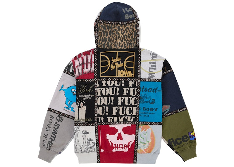 Supreme Number (N)ine Patchwork Zip Up Hooded Sweatshirt Multicolor