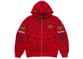 Supreme Vanson Leathers Spider-Man Zip Up Hooded Sweatshirt Red