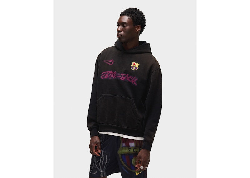 Travis Scott x Nike x FC Barcelona Spray Logo Hoodie Black